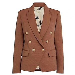 NEW L’Agence Kenzie Double Breasted Blazer in Fawn/ Ivory XS Horse 0